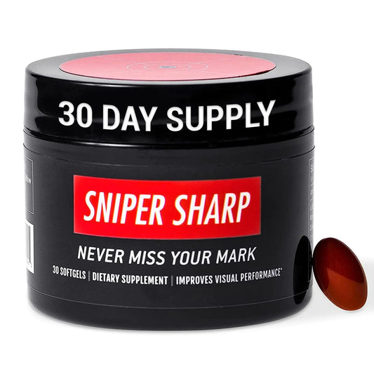 Sniper Sharp Eye Vitamin Eye Supplement with Lutein Zeaxanthin and Meso-Zeaxanthin Non-GMO Eye Health Vitamins for Adults Vision Essentials for Complete Eye Support (30 softgels)