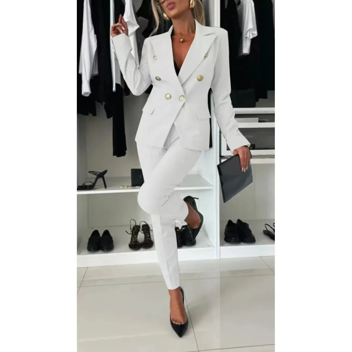 Women's Solid Color Casual Suit