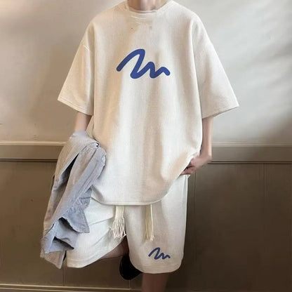Men's Oversized Waffle Tracksuit with Shorts Set