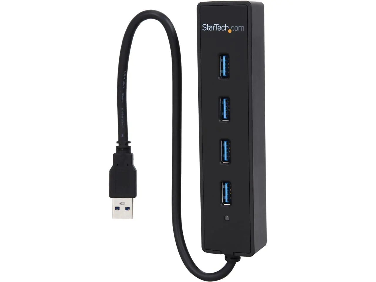 StarTech.com 4-Port USB 3.0 Hub with Built-in Cable - SuperSpeed Laptop USB Hub - Portable USB Splitter - Mini USB Hub (ST4300PBU3) Black