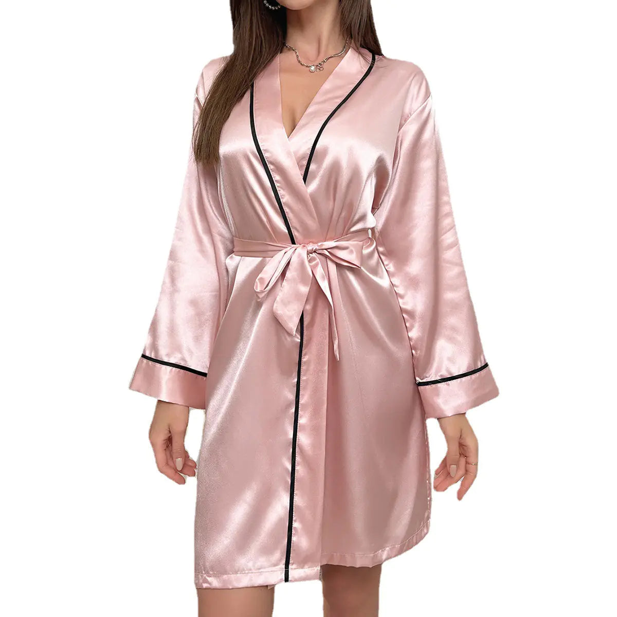 Ladies' Silk-Feel Robe and Nightwear for Home Use