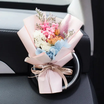 Car Vent Aromatherapy Perfume with Handmade Eternal Dried Rose Bouquet