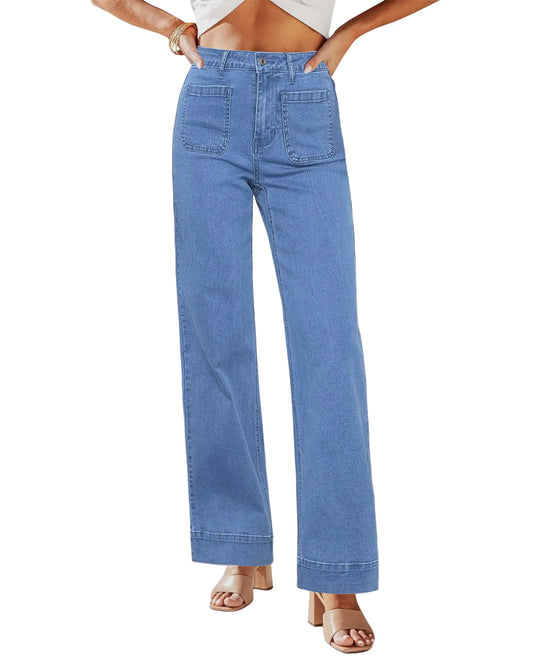 GRAPENT Womens Jeans Womens Outfits Dressy Casual High Rise Jeans 90S Jeans Woman High Waist Wide Leg Jeans for Women Wide Legged Jeans for Women Color Medium Blue XX-Large Size 20 to 22