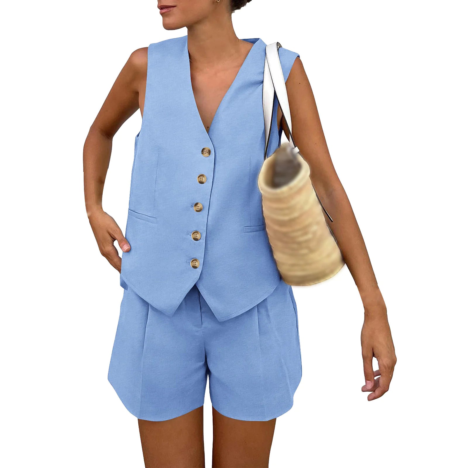 Sleeveless Vest Shorts Casual Suit