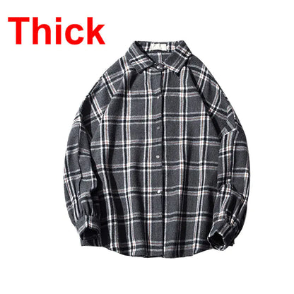 Vintage Plaid Wool Shirt Jacket for Men (Spring/Fall)