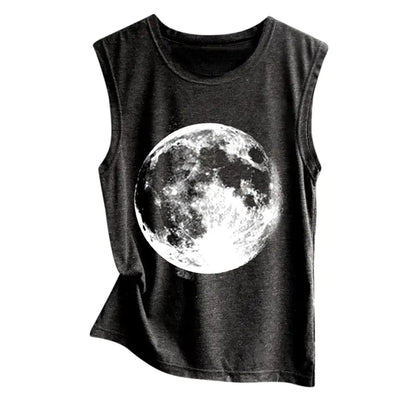 Earth Print Tank Top, Printed Vest, Sleeveless Top