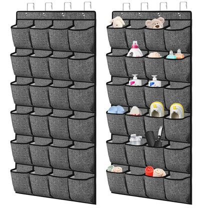 Over the Door Shoe OrganizerHanging Shoe Rack Organizer for Closet Door48 Pockets Shoe Storage Holder Zapateras Organizer for Kids ShoesFlip FlopsUnderwearSocksCruise EssentialsBlackSet of 2