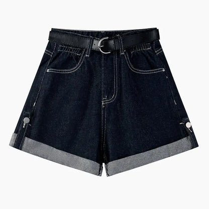 High Waist Curly Denim Shorts for Women