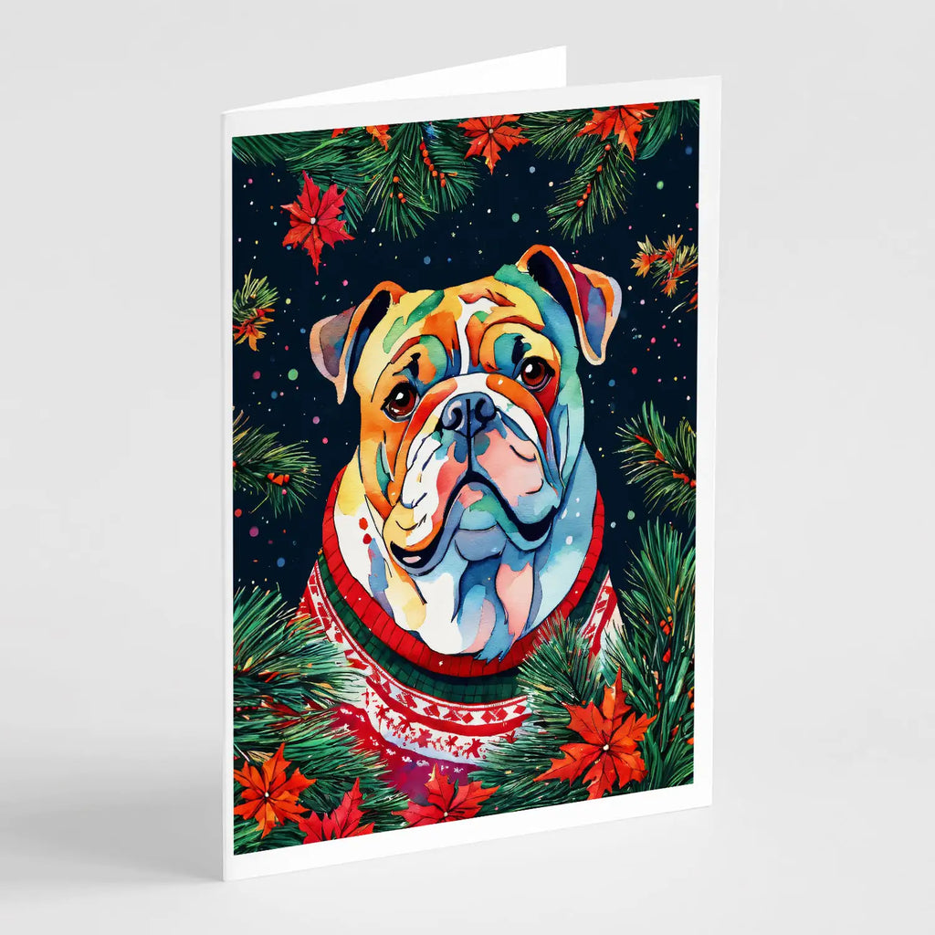 English Bulldog Christmas Greeting Cards Pack of 8
