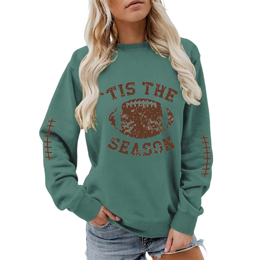 Football Mom Shirt Game Day Sweatshirt Women Football Shirts for Women Long Sleeve Oversized Sweatshirt for Women Clearance Activewear WomenZip(GreenLarge)