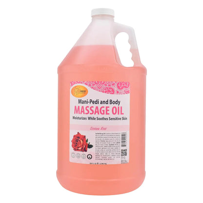 SPA REDI - Massage Oil Sensual Rose 128 Oz - Professional Pedicure Manicure Full Body Massage Therapy Made with Almond Oil Cotton Seed Oil Sunflower Oil Avocado Oil Essential Oils Vitamin E