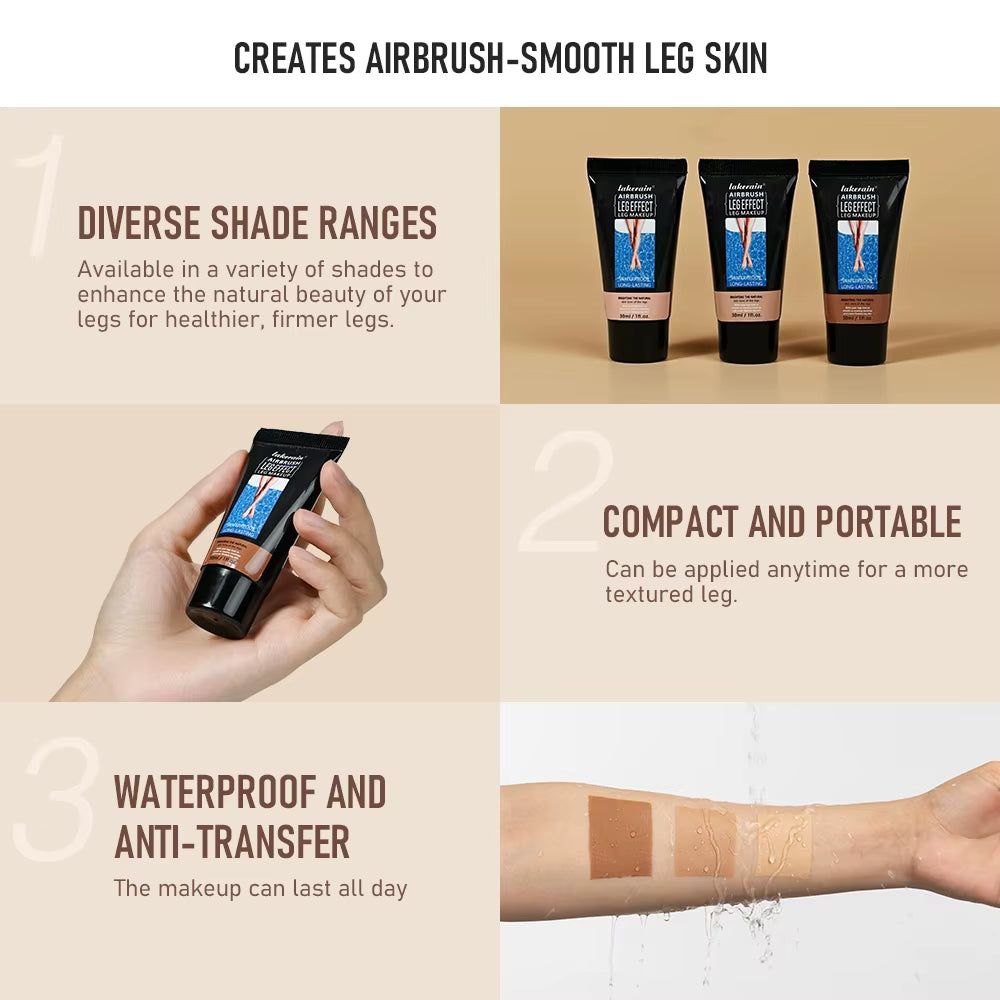 Lakerain Leg Makeup for Even Skin Tone Airbrush Liquid Body Foundation Moisturizing Tanning Skin Care