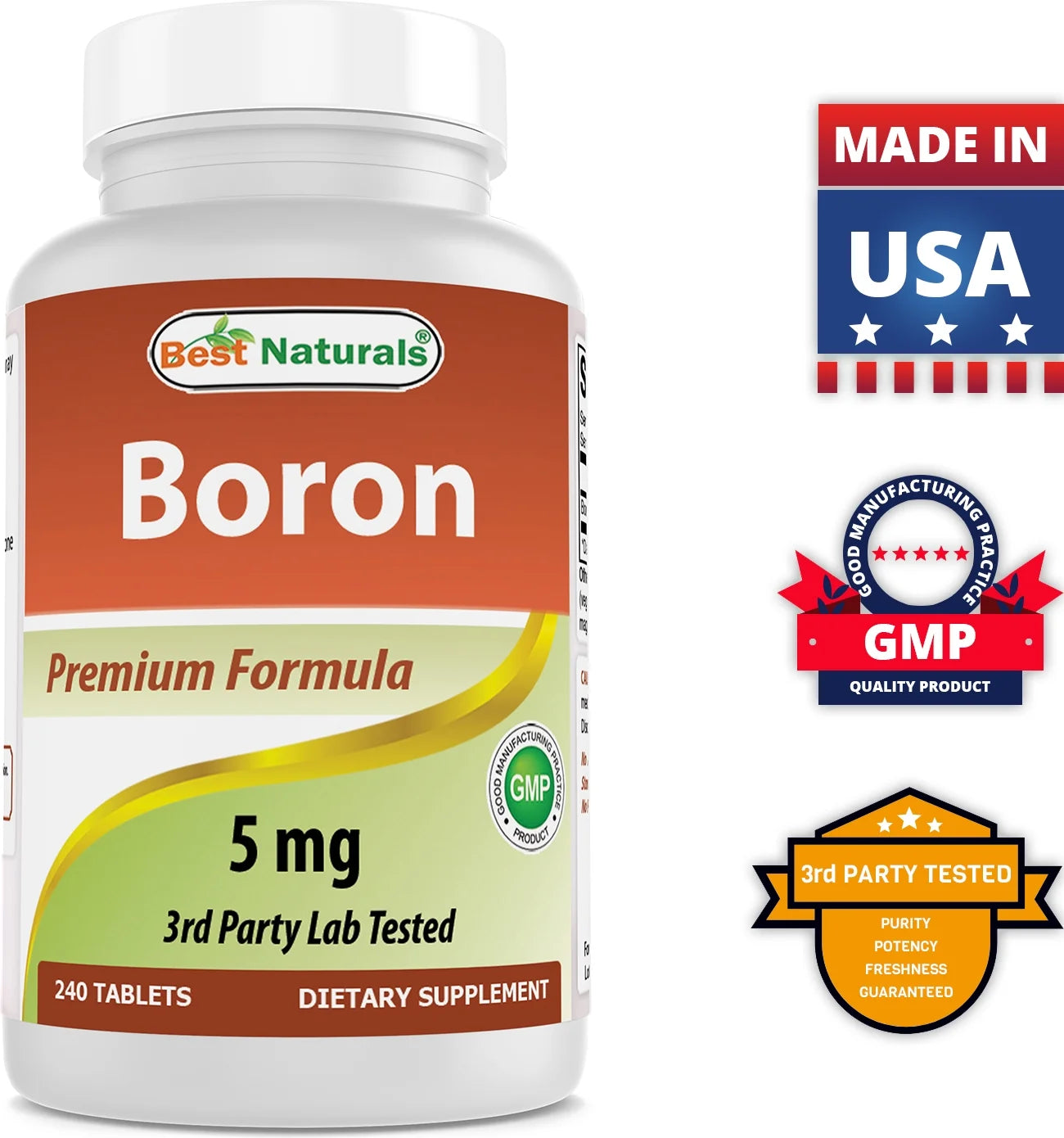 3 Pack  Boron 5 Mg 240 Tablets | Boron Supplements Support Healthy Hormonal Balance and Bone Strength
