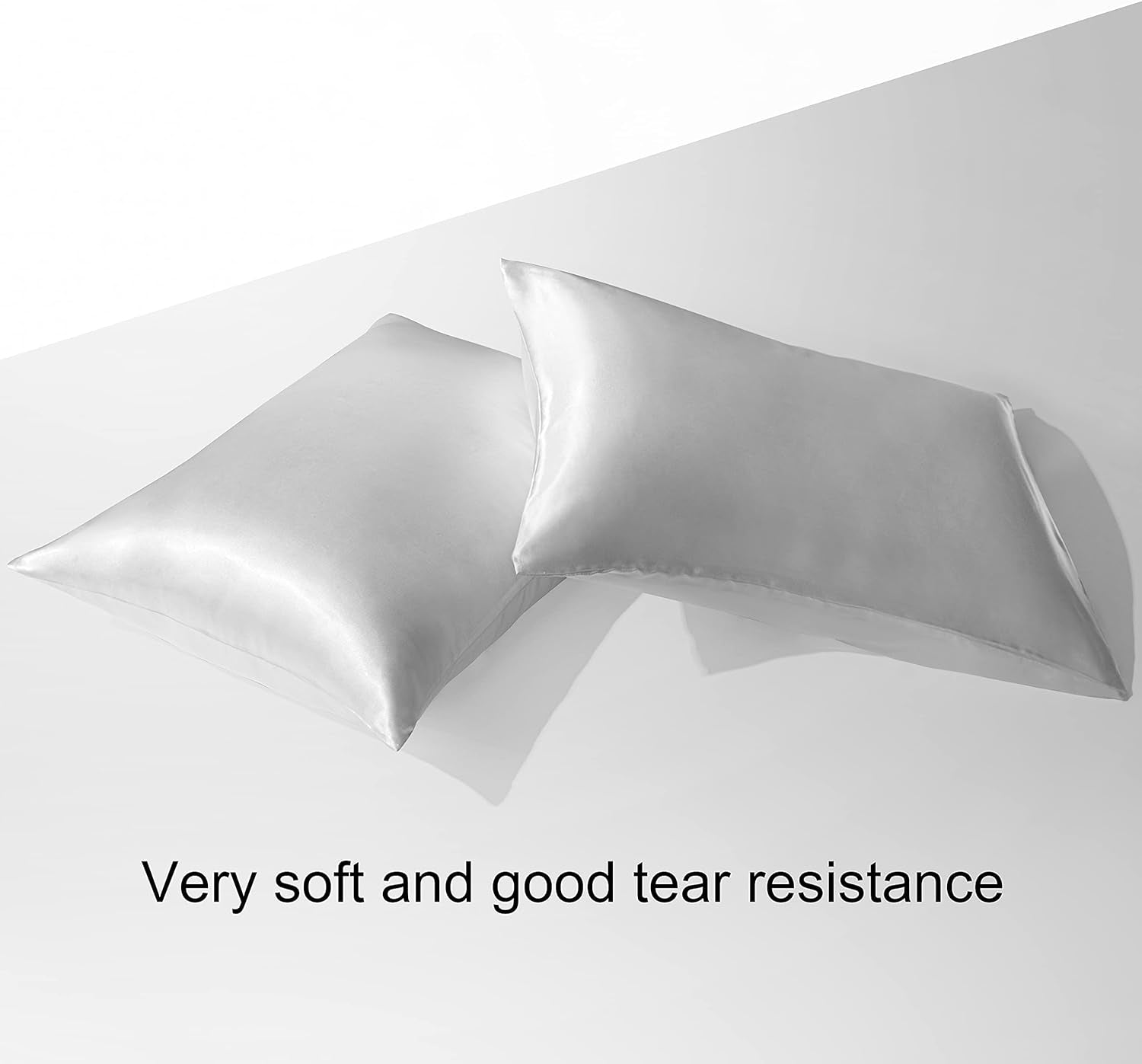 2 Pack Queen Silk Satin Pillowcases for Hair and Skin, Silky Soft and Luxurious Bedding Pillow Cases with Envelope Closure, 20X30 Inches, Silver Grey