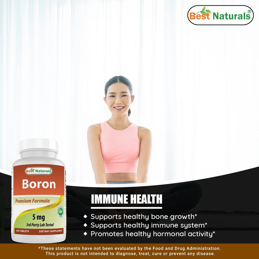 3 Pack  Boron 5 Mg 240 Tablets | Boron Supplements Support Healthy Hormonal Balance and Bone Strength