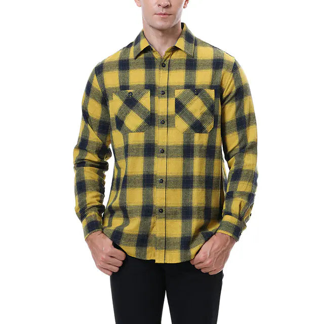 Vintage Plaid Shirt for Men - Long Sleeves Fashion