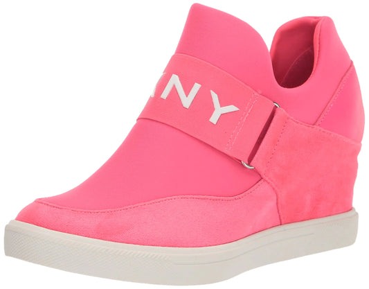 DKNY Womens Everyday Comfortable Cosmos-Wedge Sneaker Fuchsia 9.5