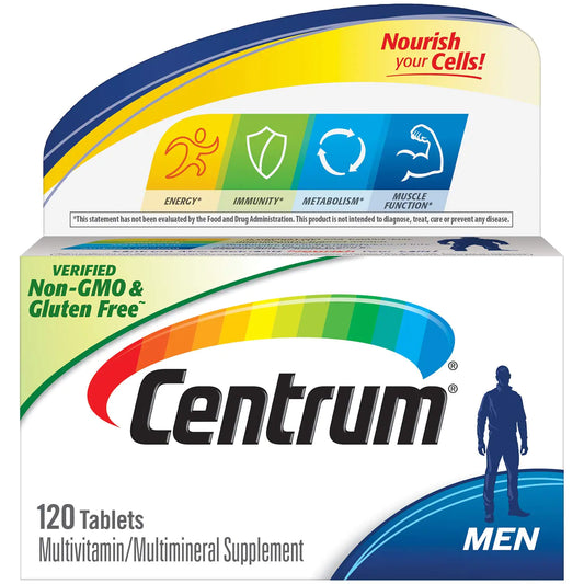 Centrum Multivitamin for Men Multivitamin/Multimineral Supplement with Vitamin D3 B Vitamins and Antioxidants Gluten Free Non-GMO Ingredients - 120 Count