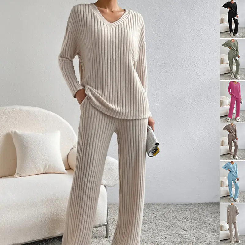 Women's Solid Striped Lounge Suit