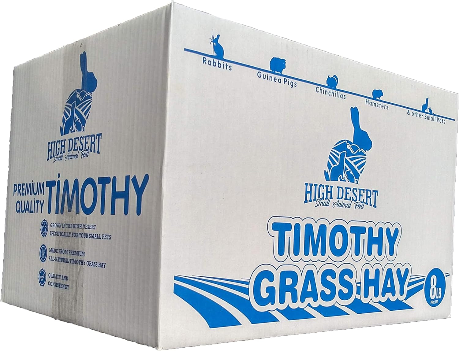 2Nd Cutting Timothy Grass Hay for Rabbits, Guinea Pigs, Chinchillas & Small Pets – Premium Hand-Packed Natural Hay, High-Fiber, Additive-Free, Grown in USA – 8 Lb Box