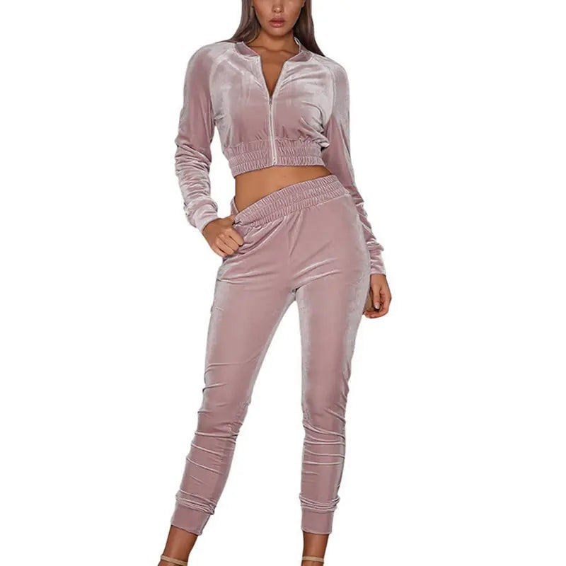 Velvet Women's Tracksuit with Zip Sweatshirt