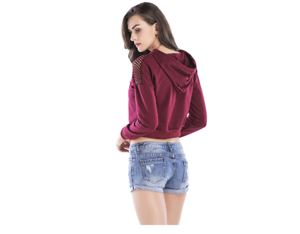 Short Hoodie with Mesh Hood