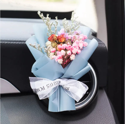 Car Vent Aromatherapy Perfume with Handmade Eternal Dried Rose Bouquet