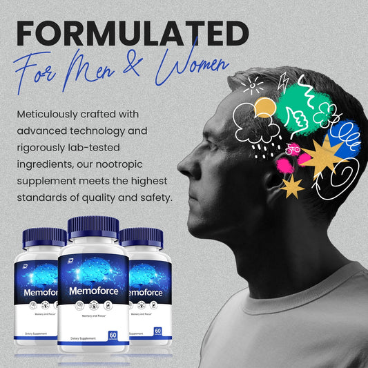Memoforce Brain Capsules -  Pills All-Natural Supplements, Memory and Focus Support, 5 Pack, 300 Capsules
