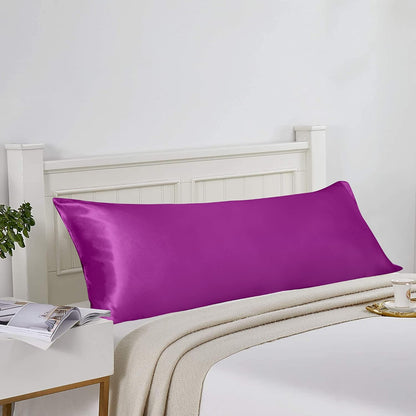 Body Silk Satin Pillowcase for Hair and Skin, Silky Soft and Luxurious Bedding Pillow Case with Envelope Closure, 20X54 Inches, Purple