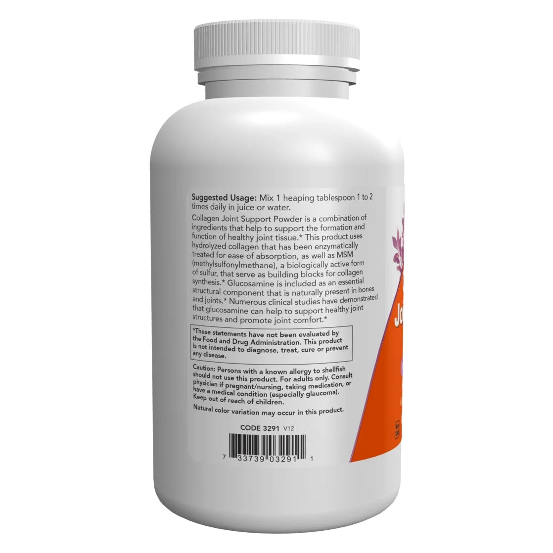 Supplements, Collagen Joint Support™ Powder with Beef Gelatin, Glucosamine Sulfate and MSM, 11-Ounce