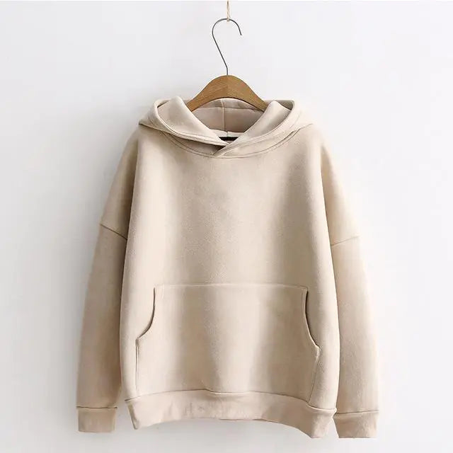 Suede Pullover Hoodie with Hood