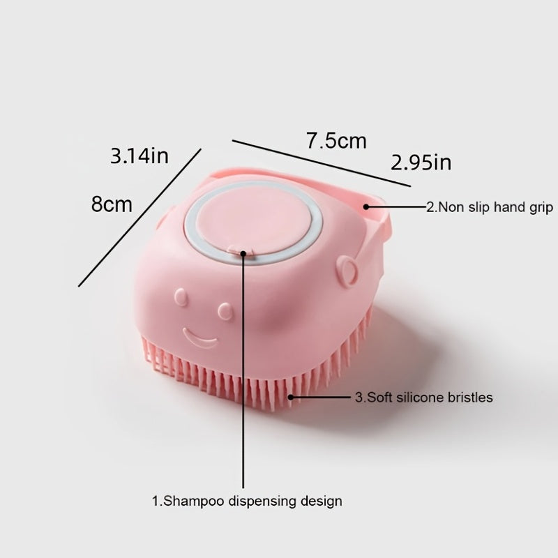 Soft Dog Shampoo Massager Bath Brush with Detachable Head & Soft Bristles - Gentle Pet Grooming Shower Brush for Sensitive Light Beige, Easy-Clean Design, Multi-Color Options (Pink, Blue, Yellow, Green, Turquoise) - Bath Time