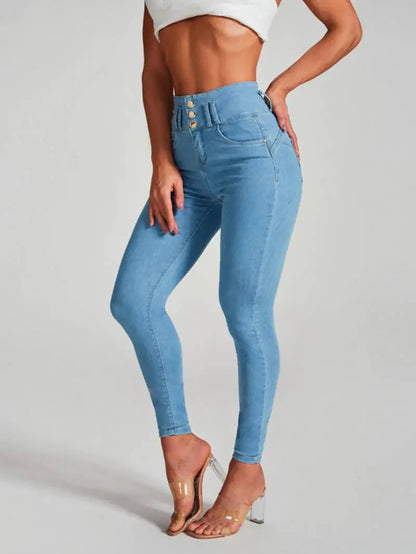 High-Rise Skinny Jeans for Women - Slim Fit Curve Sculpting