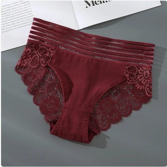 High-Waist Lace Cotton Underwear