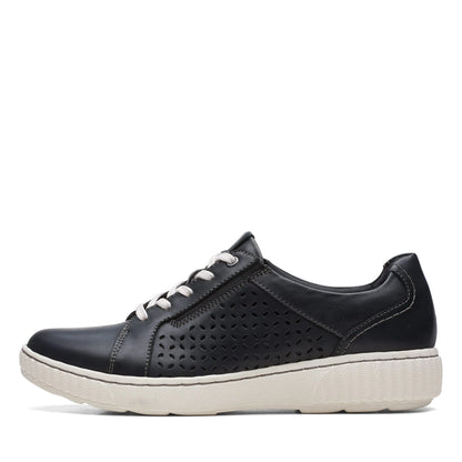 Clarks Womens Caroline Ella Sneaker Black Leather 7