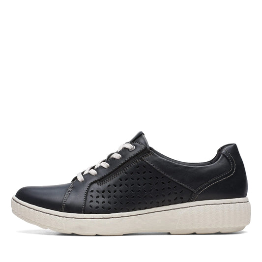 Clarks Womens Caroline Ella Sneaker Black Leather 7