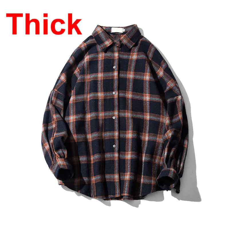 Vintage Plaid Wool Shirt Jacket for Men (Spring/Fall)