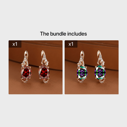 18K Gold Plated Blue Stone Stud Earrings Trendy Women Round Oval Cut White Blue Red Pink Stone Drop Earrings Anniversary Claw Earrings Jewelry
