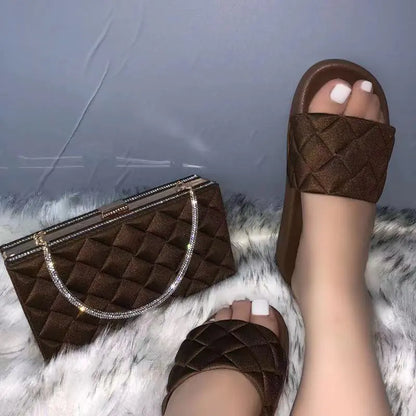 Plaid Sandals, Slippers, and Shoe Bag Set