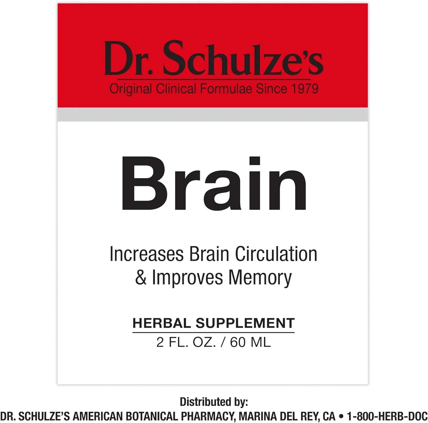 Dr.Schulze'S Brain Herbal Supplements with Ginkgo Biloba for Memory and Focus, Vegan,Stimulates Circulation 2 Oz.