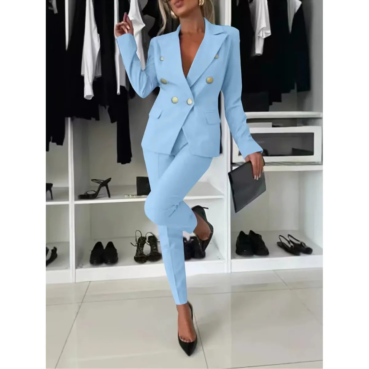 Women's Solid Color Casual Suit