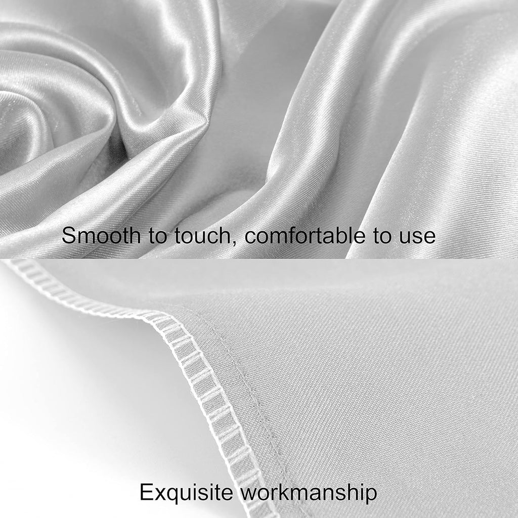2 Pack Queen Silk Satin Pillowcases for Hair and Skin, Silky Soft and Luxurious Bedding Pillow Cases with Envelope Closure, 20X30 Inches, Silver Grey
