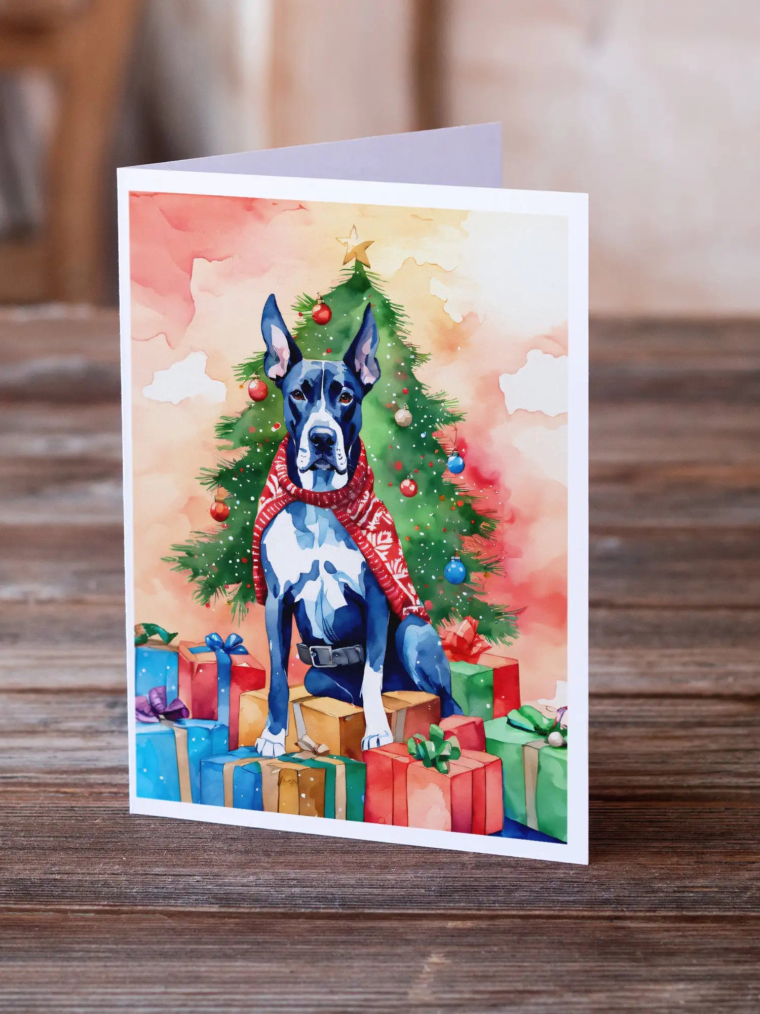 Great Dane Christmas Greeting Cards Pack of 8