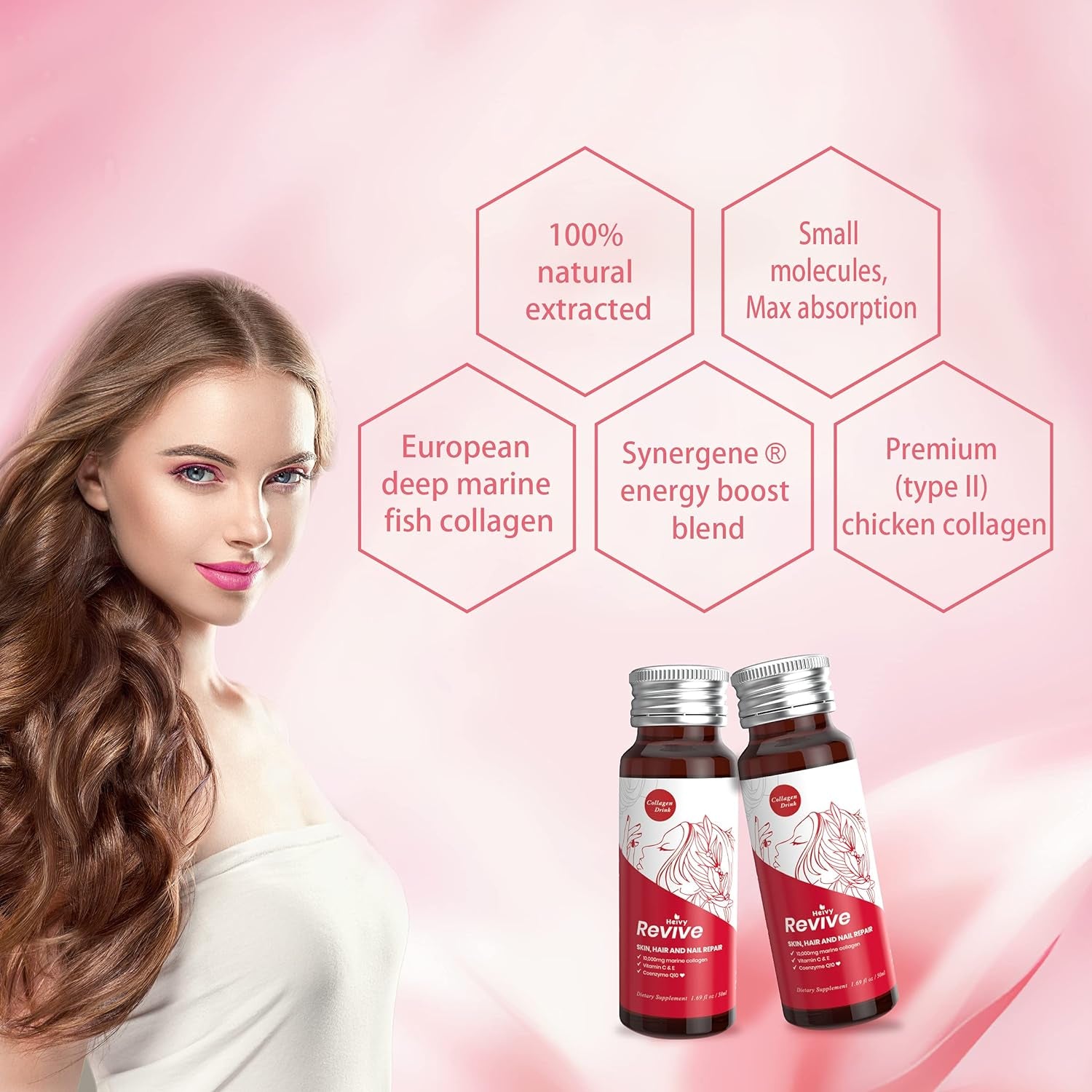 Liquid Collagen for Women, Collagen Drink with 10,000Mg Marine Collagen Peptides, Collagen Liquid for Women for Hair Growth, Skin Repair, Nail Strength, 1.69 Fl Oz (Pack of 10)