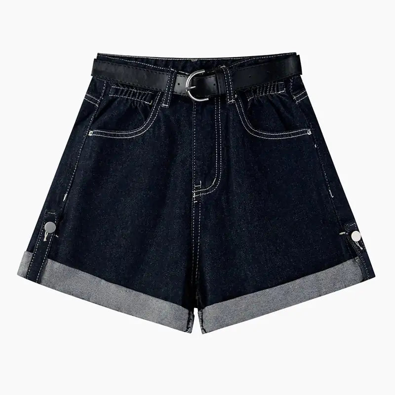 High Waist Curly Denim Shorts for Women