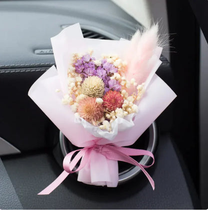Car Vent Aromatherapy Perfume with Handmade Eternal Dried Rose Bouquet