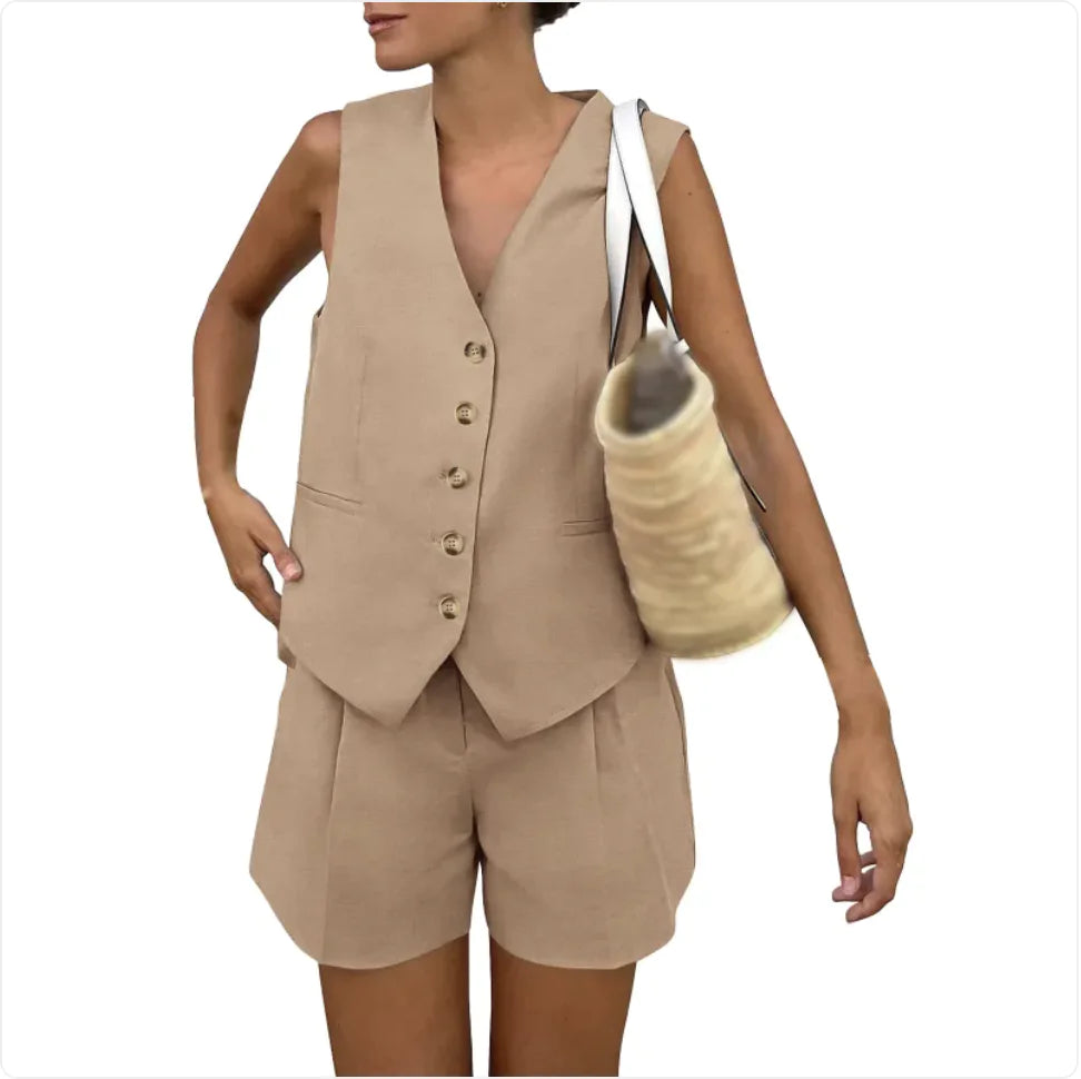 Sleeveless Vest Shorts Casual Suit