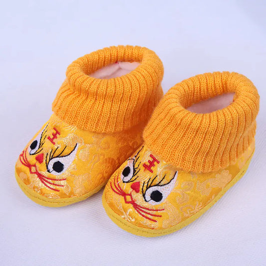 Winter Baby Tiger Shoes, Satin Dragon Baby Shoes