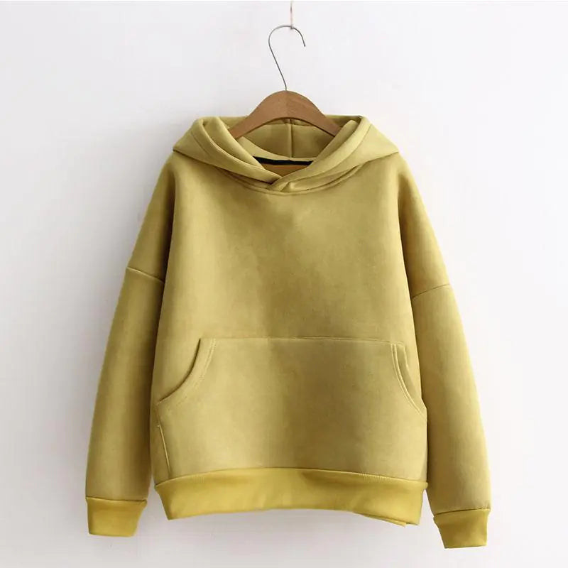 Suede Pullover Hoodie with Hood