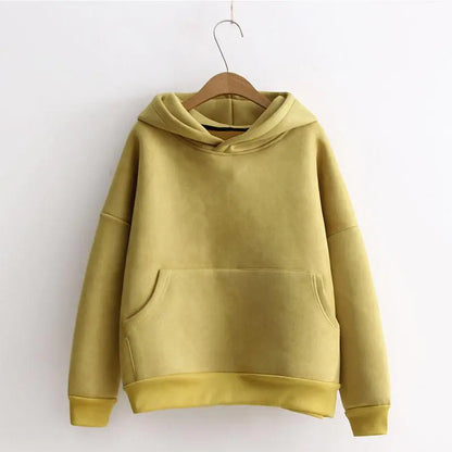 Suede Pullover Hoodie with Hood